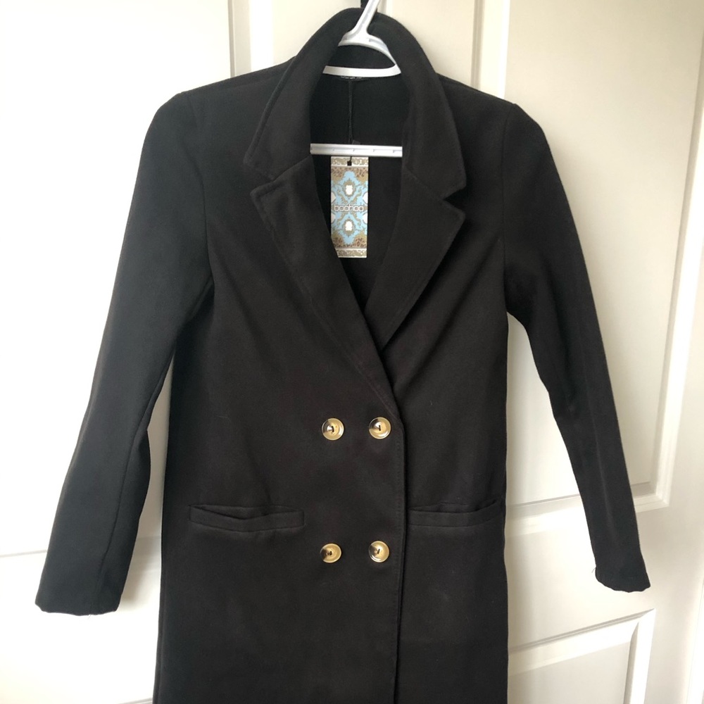 Petite Button Front Double Breasted Coat